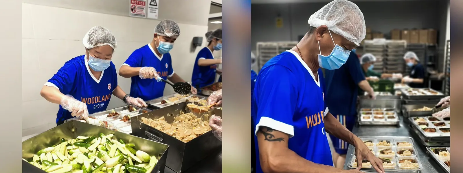 A team preparing food for a community activity